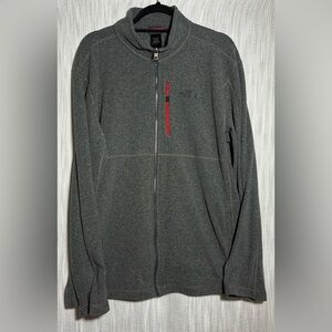 The North Face Men's Gray and Red Zip-Up Sweater